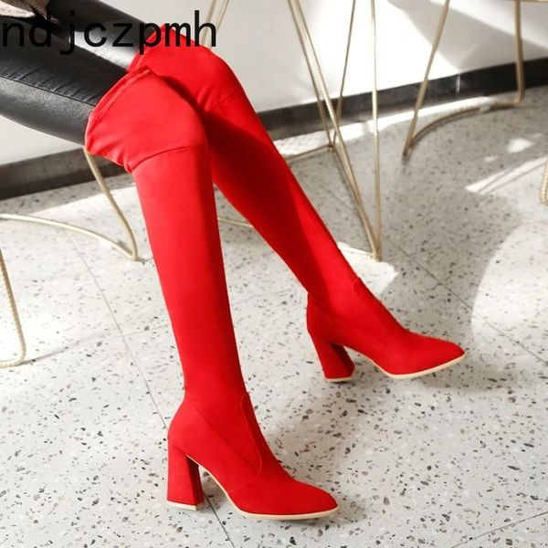 boots over the knee winter fashion flock pointed thick heel high women's shoes plus size 34-43 height 8.5cm, Black
boots over the knee winter fashion flock pointed thick heel high women's shoes plus size 34-43 height 8.5cm, Black