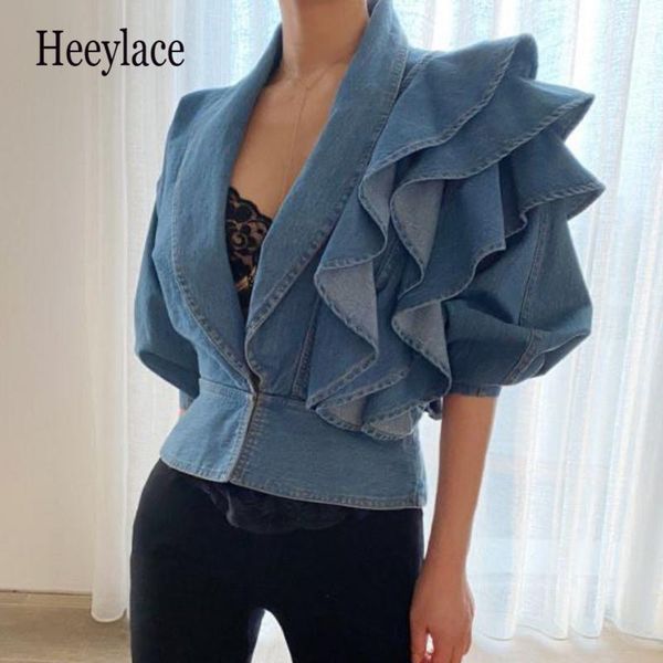 autumn korean v neck ruffles blue denim short jackets female women long sleeve coats for women's, Black;brown
autumn korean v neck ruffles blue denim short jackets female women long sleeve coats for women's, Black;brown