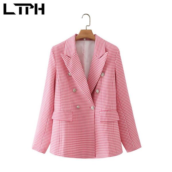 women's suits & blazers ltph elegant vintage houndstooth women blazer classic double breasted pink plaid jackets casual lady suit coat, White;black
women's suits & blazers ltph elegant vintage houndstooth women blazer classic double breasted pink plaid jackets casual lady suit coat, White;black