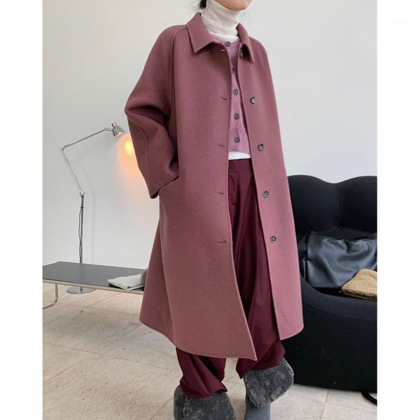 women's wool & blends vintage classic double-faced cashmere coat woolen female single breasted purple long coats winter overcoat women, Black
women's wool & blends vintage classic double-faced cashmere coat woolen female single breasted purple long coats winter overcoat women, Black