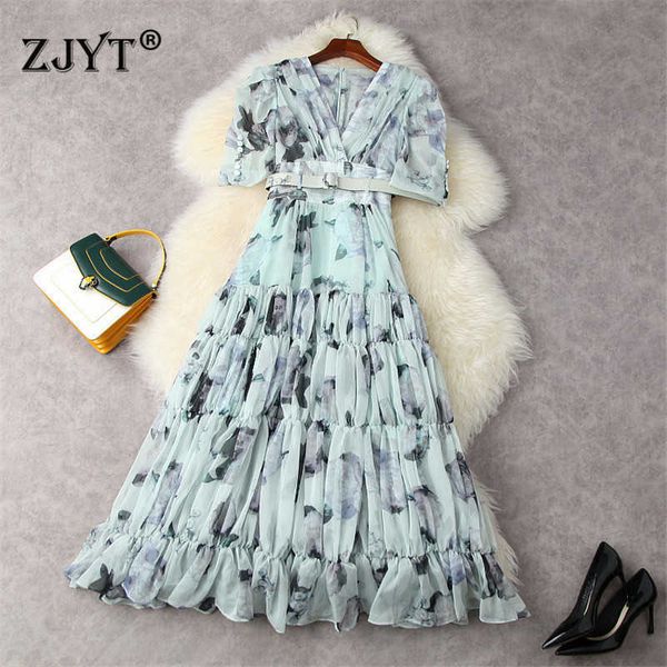 elegant women's puff sleeve floral empire long maxi chiffon holiday party dresses for summer female clothing beach vestidos 210601, Black;gray
elegant women's puff sleeve floral empire long maxi chiffon holiday party dresses for summer female clothing beach vestidos 210601, Black;gray