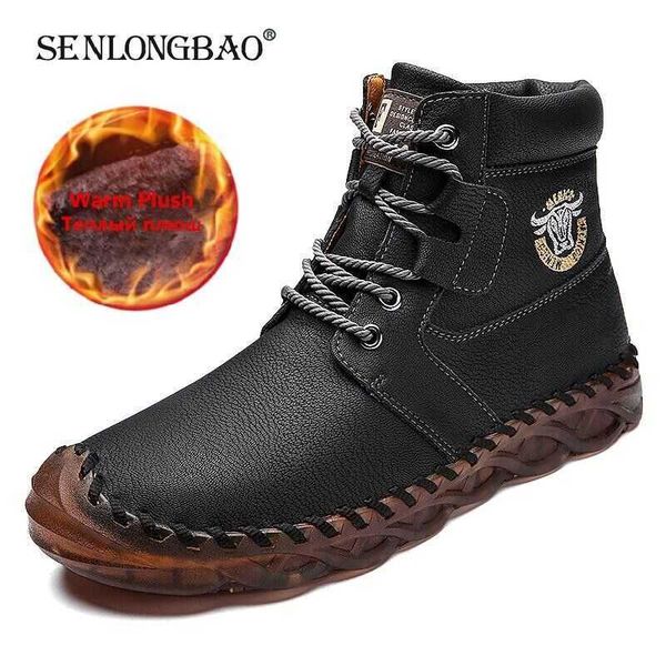 brand winter men snow boots leather man ankle warm fur 's outdoor motorcycle shoes 210619, Black
brand winter men snow boots leather man ankle warm fur 's outdoor motorcycle shoes 210619, Black