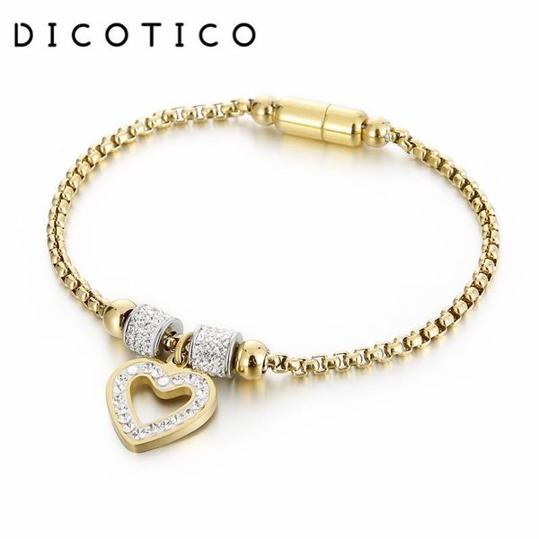heart gold bracelets for women stainless steel box chain magnet buckle bangle cubic zircon jewelry accessories all-match clothes charm, Golden;silver
heart gold bracelets for women stainless steel box chain magnet buckle bangle cubic zircon jewelry accessories all-match clothes charm, Golden;silver