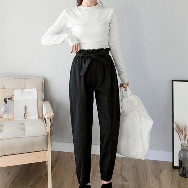 women's pants & capris women spring summer fashion female high waist solid loose harem pencil trousers casual streetwear, Black;white
women's pants & capris women spring summer fashion female high waist solid loose harem pencil trousers casual streetwear, Black;white
