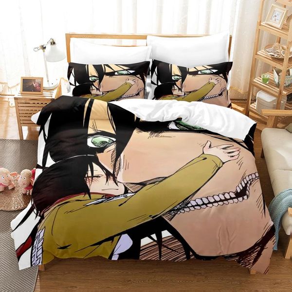bedding sets 3d printed attack on titan set down quilt cover with pillowcase double complete king