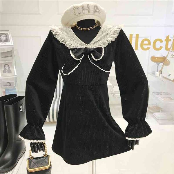 bow-necked doll bow spring 2021 niche design thin temperament sleeve black dress, Black;gray
bow-necked doll bow spring 2021 niche design thin temperament sleeve black dress, Black;gray