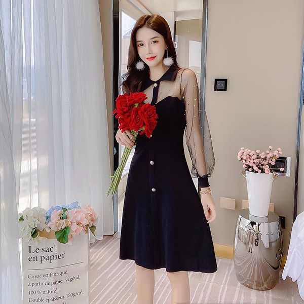 french sweet women knit dress long sleeves stars retro splicing mesh party slim fashion female midi robe casual dresses, Black;gray
french sweet women knit dress long sleeves stars retro splicing mesh party slim fashion female midi robe casual dresses, Black;gray