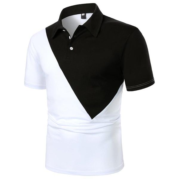 men's polos feitong shirt summer casual business turn down collar stitching button cotton short-sleeved men clothing, White;black
men's polos feitong shirt summer casual business turn down collar stitching button cotton short-sleeved men clothing, White;black