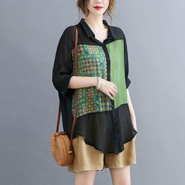 women's blouses & shirts plus size shirt women summer loose casual 2021 korean style vintage print patchwork cotton woman p1031, White
women's blouses & shirts plus size shirt women summer loose casual 2021 korean style vintage print patchwork cotton woman p1031, White
