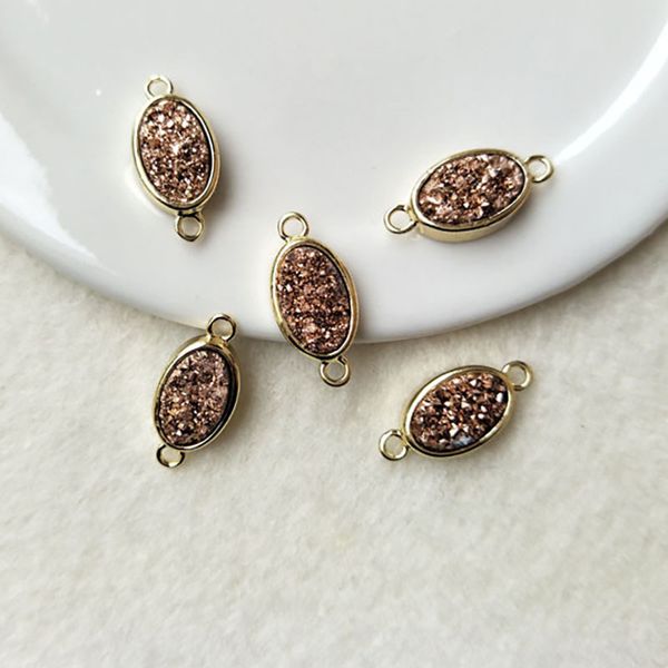5pcs oval rose golden agat e geode pendants gold color titanium druzy charms connector bead with double bails ct59, Bronze;silver
5pcs oval rose golden agat e geode pendants gold color titanium druzy charms connector bead with double bails ct59, Bronze;silver