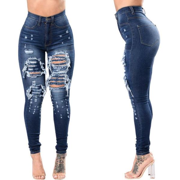 women's jeans womens high waist ripped ladies slim fit stretch long pants jeanstrousers, Blue
women's jeans womens high waist ripped ladies slim fit stretch long pants jeanstrousers, Blue