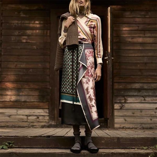 za skirt two piece set vintage print simulation silk blouse and high waist wrap casual dress sets club outfits 211108, White
za skirt two piece set vintage print simulation silk blouse and high waist wrap casual dress sets club outfits 211108, White
