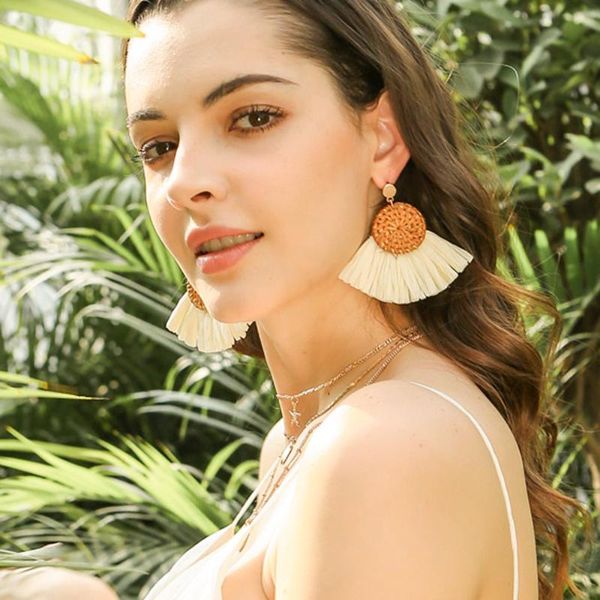 hoop & huggie one pair women lafite grass fan shape earrings fashion bohemian handmade rattan tassel big party gift accessories, Golden;silver
hoop & huggie one pair women lafite grass fan shape earrings fashion bohemian handmade rattan tassel big party gift accessories, Golden;silver