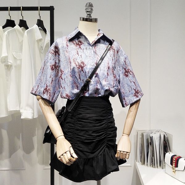 retro fashion all-match shirt 2021 new summer all-match blouse short sleeve lazy style blouse printed elegant polo collar blusas, White
retro fashion all-match shirt 2021 new summer all-match blouse short sleeve lazy style blouse printed elegant polo collar blusas, White