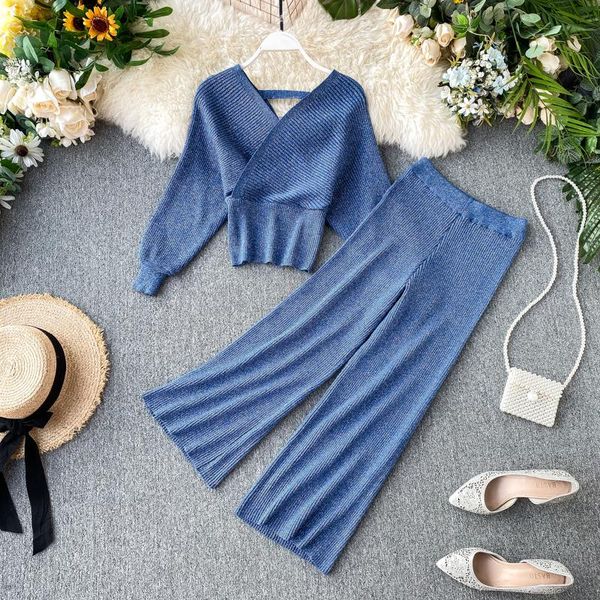 two piece dress mumuzi set female 2021 v-neck bat sleeve short and wide-leg pants bright silk knitted two-pieces, White
two piece dress mumuzi set female 2021 v-neck bat sleeve short and wide-leg pants bright silk knitted two-pieces, White