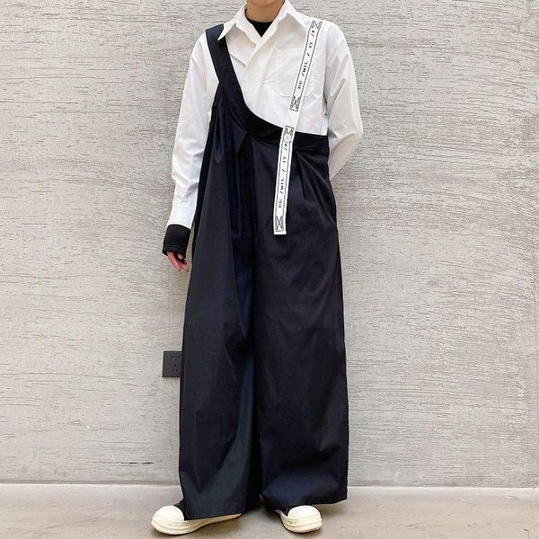 men japan harajuku streetwear fashion loose casual strap wide leg bib pants overall jumpsuit trousers stage clothing men's, Black
men japan harajuku streetwear fashion loose casual strap wide leg bib pants overall jumpsuit trousers stage clothing men's, Black