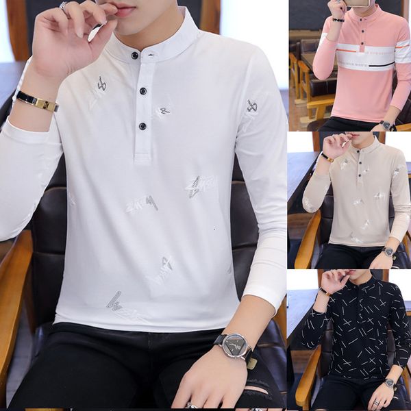 men's t shirts 2021 stand collar t-shirt korean print long sleeve autumn casual polo trend bottoming, White;black
men's t shirts 2021 stand collar t-shirt korean print long sleeve autumn casual polo trend bottoming, White;black