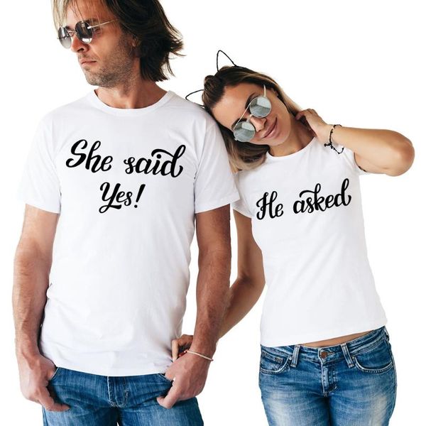 women's t-shirt 2021 "he asked she said yes" printed couple t shirts for lovers casual matching clothes summer valentine', White
women's t-shirt 2021 "he asked she said yes" printed couple t shirts for lovers casual matching clothes summer valentine', White