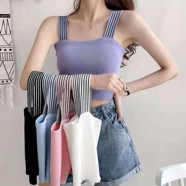 women's tanks & camis fashion women kintted crop ladies stripe straps knitted short vest summer sweater vintage tank, White
women's tanks & camis fashion women kintted crop ladies stripe straps knitted short vest summer sweater vintage tank, White