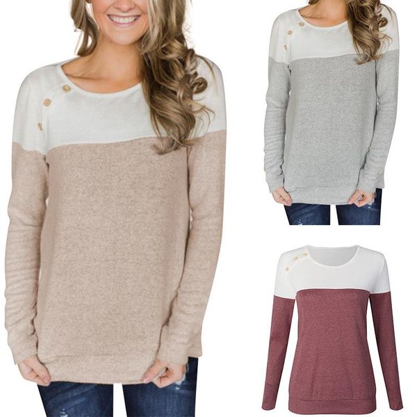 europe and the united states color matching sets round collar button decorative long sleeve t-shirt spot women's, White
europe and the united states color matching sets round collar button decorative long sleeve t-shirt spot women's, White