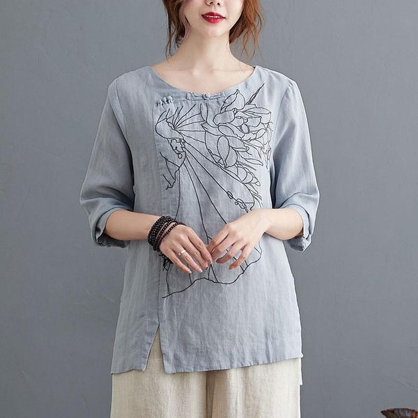 women autumn cotton linen blouses shirts 2021 arts style vintage embroidery loose comfortable female long sleeve s16331 women's &, White
women autumn cotton linen blouses shirts 2021 arts style vintage embroidery loose comfortable female long sleeve s16331 women's &, White
