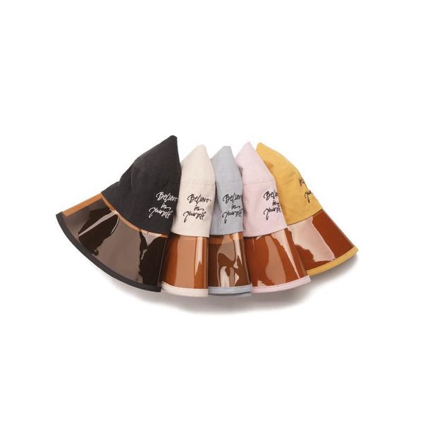 cloches fashion style bucket hats transparent sunshade pvc panel letter embroidery women and man, Blue;gray
cloches fashion style bucket hats transparent sunshade pvc panel letter embroidery women and man, Blue;gray