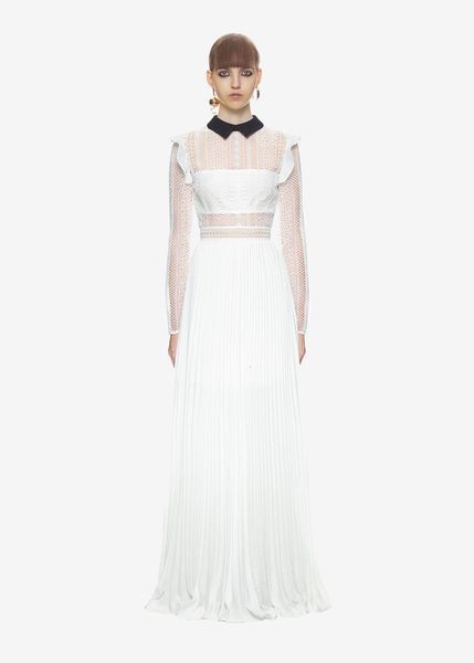 elegant white hollow out lace floor length party long sleeve ladies turn down collar split chiffon women, White;black
elegant white hollow out lace floor length party long sleeve ladies turn down collar split chiffon women, White;black