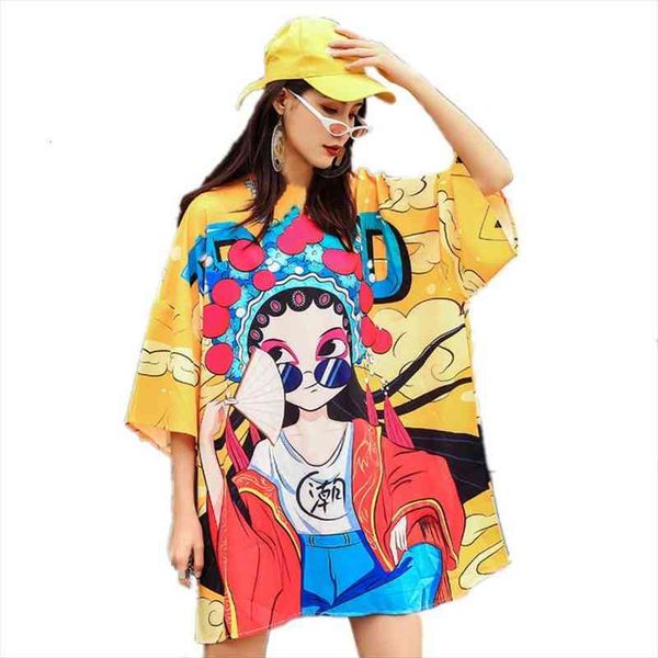 summer plus women street fashion dress o-neck loose chinese opera cartoon digital print clothes oversize long shirt dresses, Black;gray
summer plus women street fashion dress o-neck loose chinese opera cartoon digital print clothes oversize long shirt dresses, Black;gray