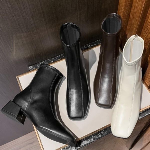 dress shoes south korean same thick heel square head and naked boots women's short, Black
dress shoes south korean same thick heel square head and naked boots women's short, Black