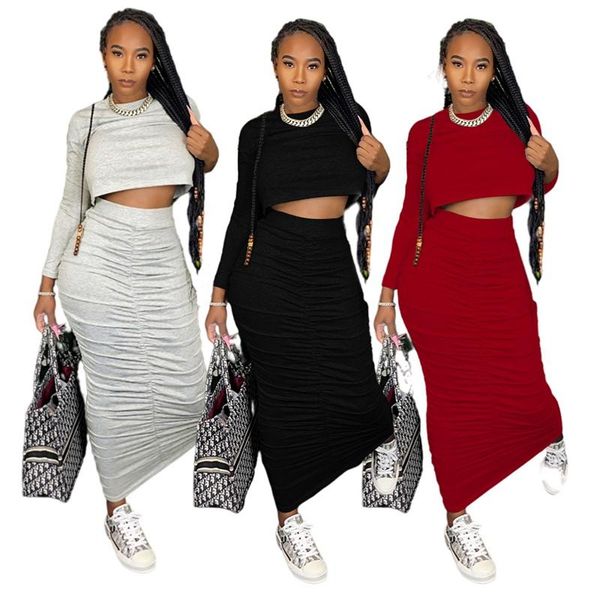 casual dresses women solid two piece dress set o neck long sleeve crop and maxi pleated skirts package hip bodycon, Black;gray
casual dresses women solid two piece dress set o neck long sleeve crop and maxi pleated skirts package hip bodycon, Black;gray