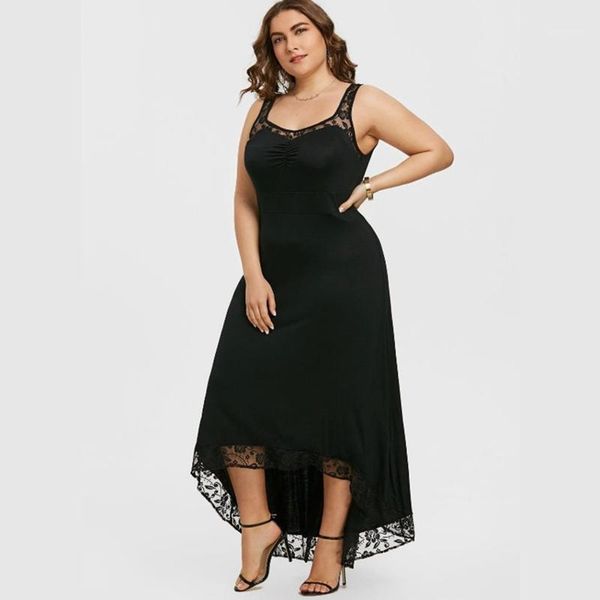 casual dresses women summer plus size dress round neck lace stitching irregular hem solid color vest oversized elegant robe, Black;gray
casual dresses women summer plus size dress round neck lace stitching irregular hem solid color vest oversized elegant robe, Black;gray