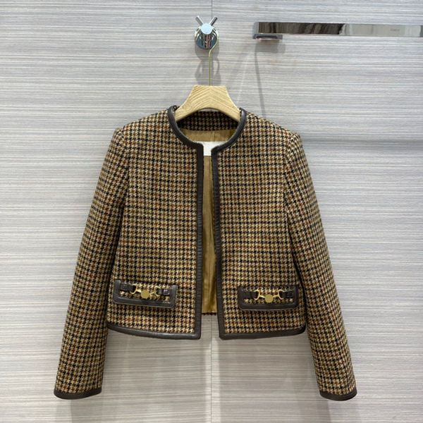 high-end famous brand womens autumn and winter temperament british college houndstooth wool jacket short outer, Black
high-end famous brand womens autumn and winter temperament british college houndstooth wool jacket short outer, Black
