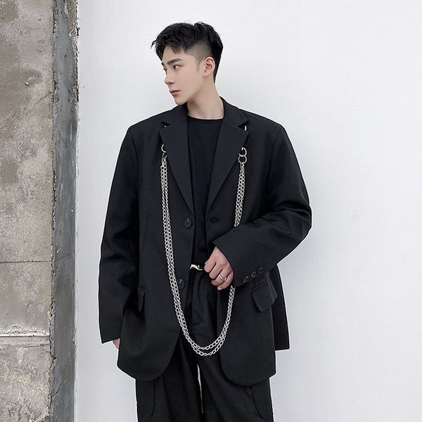 men's suits & blazers men iron chain casual coat outerwear male streetwear hip hop jacket stage clothing pvb1, White;black
men's suits & blazers men iron chain casual coat outerwear male streetwear hip hop jacket stage clothing pvb1, White;black