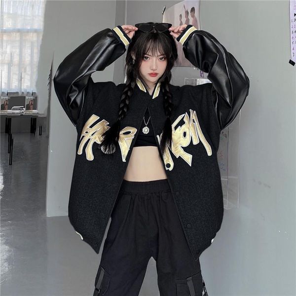 women's jackets spring baseball uniform jacket women print coat harajuku loose bomber oversized streetwear casual oversize, Black;brown
women's jackets spring baseball uniform jacket women print coat harajuku loose bomber oversized streetwear casual oversize, Black;brown
