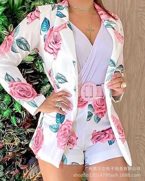 women's tracksuits 2021 full-width floral long-sleeved lapel suit shorts-no belt and inner wear needed, Gray
women's tracksuits 2021 full-width floral long-sleeved lapel suit shorts-no belt and inner wear needed, Gray