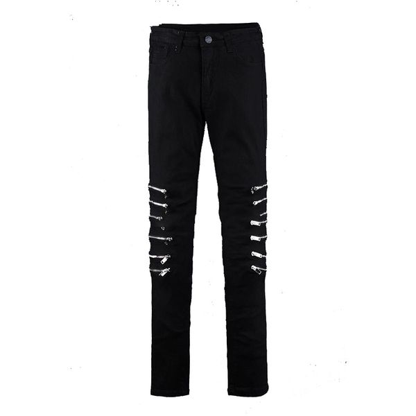 men's pants tight male trousers, personality fashions, korean version of the feet cultivation, stretch, knee zipper, big size, hip hop, Black
men's pants tight male trousers, personality fashions, korean version of the feet cultivation, stretch, knee zipper, big size, hip hop, Black