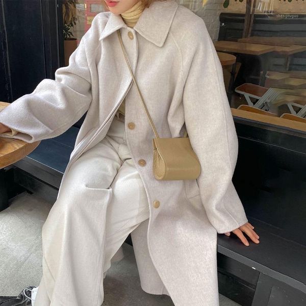 women's wool & blends coat winter woolen korea chic elegant lapel single-breasted loose warm overcoat female long sleeve casual autumn, Black
women's wool & blends coat winter woolen korea chic elegant lapel single-breasted loose warm overcoat female long sleeve casual autumn, Black