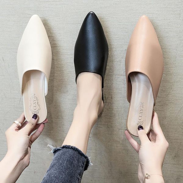 slippers 2021 women leather mules female fashion low heels shoe pointed toe elegant woman slipper casual shoes, Black
slippers 2021 women leather mules female fashion low heels shoe pointed toe elegant woman slipper casual shoes, Black