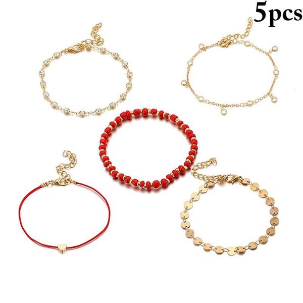 anklets 5pcs/set beach foot chain rope heart rhinestone decor ankle bracelet beaded anklet jewelry accessories for travel, Red;blue
anklets 5pcs/set beach foot chain rope heart rhinestone decor ankle bracelet beaded anklet jewelry accessories for travel, Red;blue