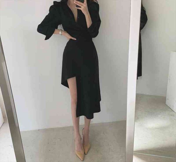 autumn casual retro chic womens dresses slim high waist temperament ol black lapel long sleeve irregular shirt dress vestidos mujer, Black;gray
autumn casual retro chic womens dresses slim high waist temperament ol black lapel long sleeve irregular shirt dress vestidos mujer, Black;gray