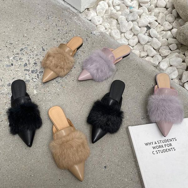 fur shoes ladies' slippers cover toe slipers women luxury slides female mule low plush 2021 flat designer mules pointed fashion, Black
fur shoes ladies' slippers cover toe slipers women luxury slides female mule low plush 2021 flat designer mules pointed fashion, Black