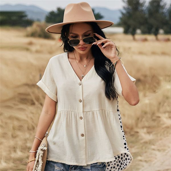 new leopard patchwork women casual spring summer short sleeve blouse ladies loose single breasted pullover 210413, White
new leopard patchwork women casual spring summer short sleeve blouse ladies loose single breasted pullover 210413, White