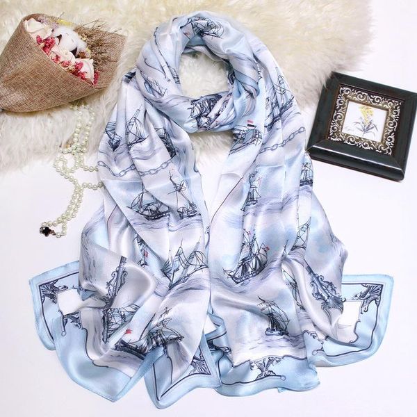 scarves pure silk long shawl sailboat design scarf girl elegant wear wraps women's beach skin protection pashmina kzscj46, Blue;gray
scarves pure silk long shawl sailboat design scarf girl elegant wear wraps women's beach skin protection pashmina kzscj46, Blue;gray