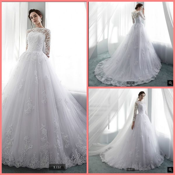 robe de soiree white tulle ball gown modest wedding dresses 3/4 sleeve lace appliques beaded sequins vintage bride dress princess puffy long
robe de soiree white tulle ball gown modest wedding dresses 3/4 sleeve lace appliques beaded sequins vintage bride dress princess puffy long