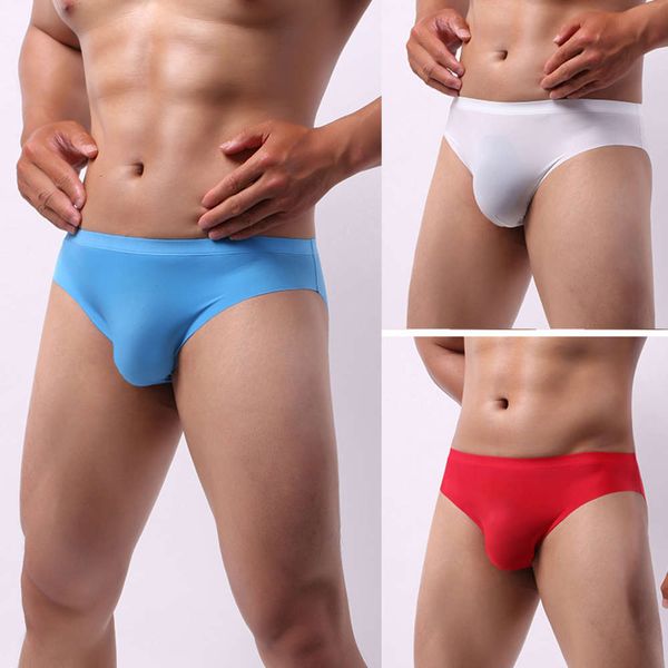 men's bikini ice silk underwear briefs large men's 3d, Black;white