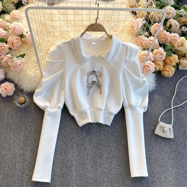 women's t-shirt singreiny women sweet french blouse turndown-collar long sleeve solid slim autumn fashion korean streetwear short blou, White
women's t-shirt singreiny women sweet french blouse turndown-collar long sleeve solid slim autumn fashion korean streetwear short blou, White
