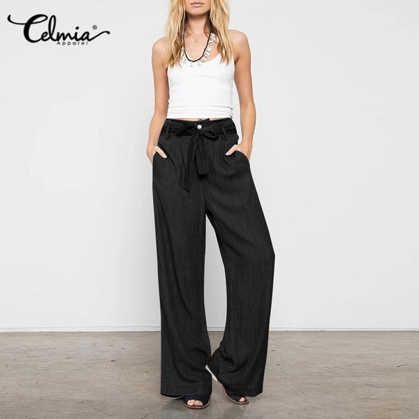women's pants & capris celmia women vinatge denim 2021 fashion high waist wide leg trousers belted casual loose solid work office long, Black;white
women's pants & capris celmia women vinatge denim 2021 fashion high waist wide leg trousers belted casual loose solid work office long, Black;white