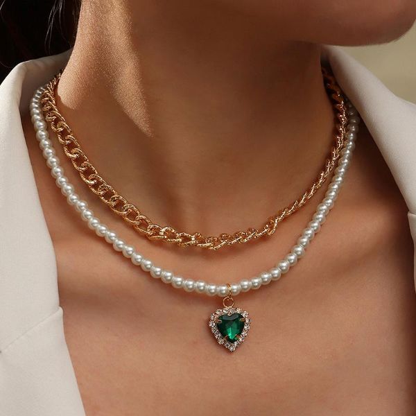 pendant necklaces fashion romantic heart cz crystals pearls charm collar clavicle choker necklace for women female layers, Silver
pendant necklaces fashion romantic heart cz crystals pearls charm collar clavicle choker necklace for women female layers, Silver