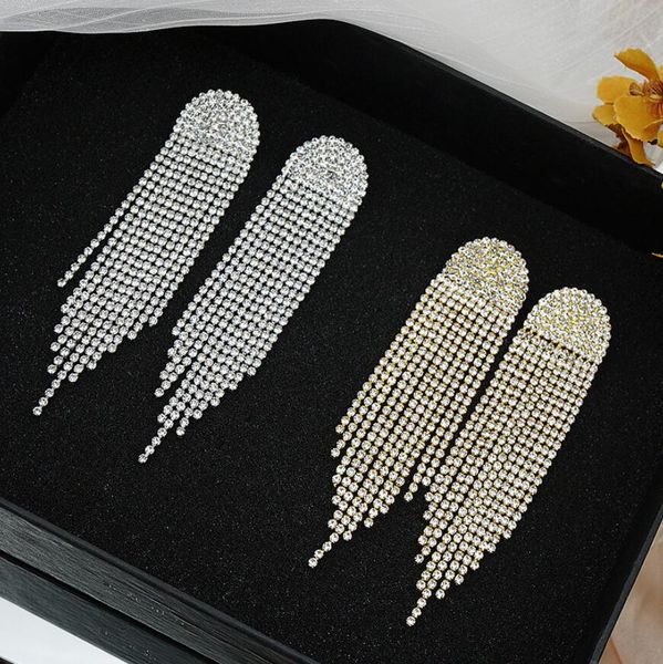 new luxury rhinestone crystal long tassel earrings for women bridal drop dangling earrings party wedding jewelry gifts, Golden
new luxury rhinestone crystal long tassel earrings for women bridal drop dangling earrings party wedding jewelry gifts, Golden