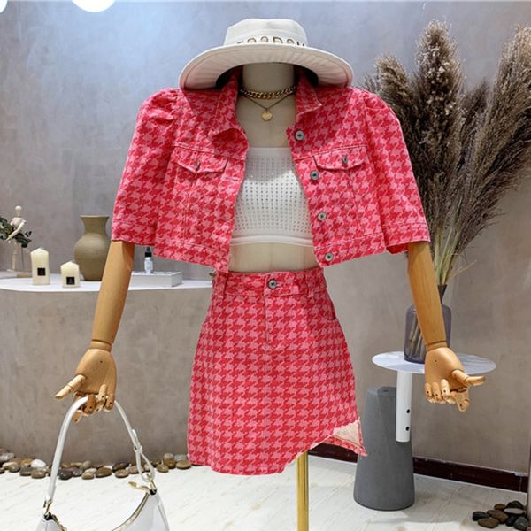 two piece dress streetwear houndstooth denim set women short jacket coat + skirts sets korean sweet crop skirt 2 suits qaqn, White
two piece dress streetwear houndstooth denim set women short jacket coat + skirts sets korean sweet crop skirt 2 suits qaqn, White